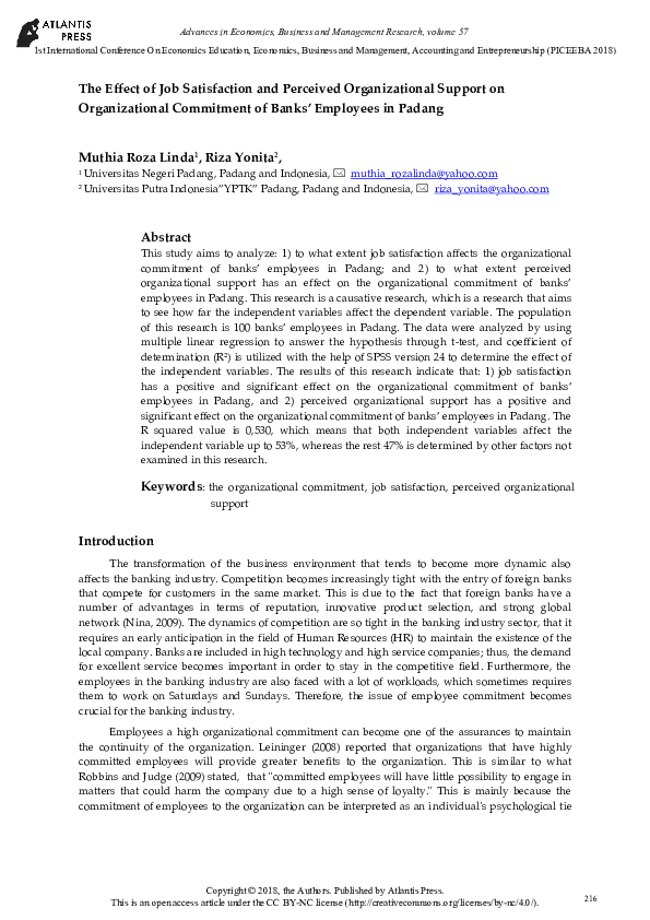 (PDF) The Effect of Job Satisfaction and Perceived Organizational ...