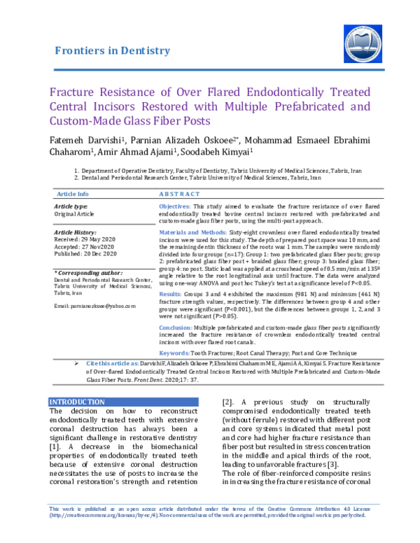 (PDF) Fracture Resistance of Over Flared Endodontically Treated Central ...