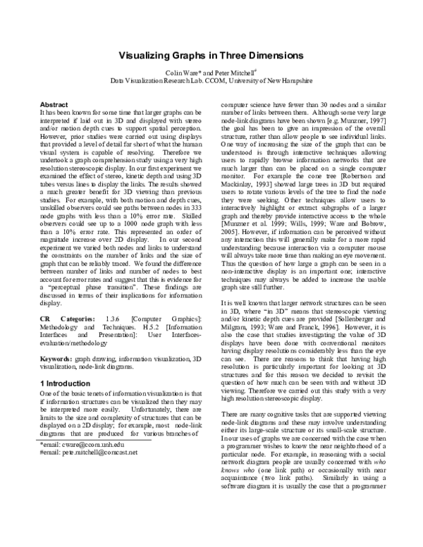 Pdf Visualizing Graphs In Three Dimensions
