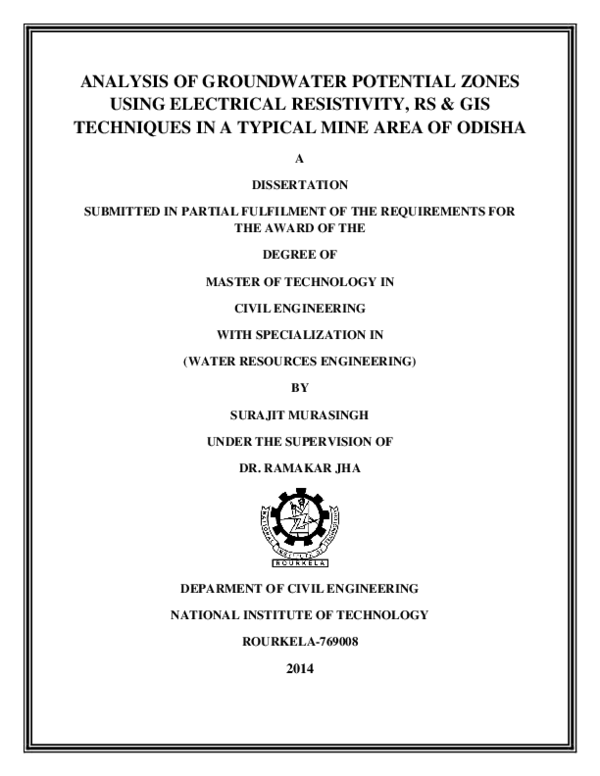 (PDF) Analysis of groundwater potential zones using electrical ...