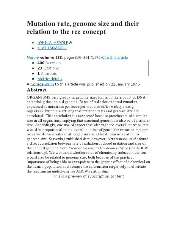 (DOC) Mutation rate, genome size and their relation to the rec concept