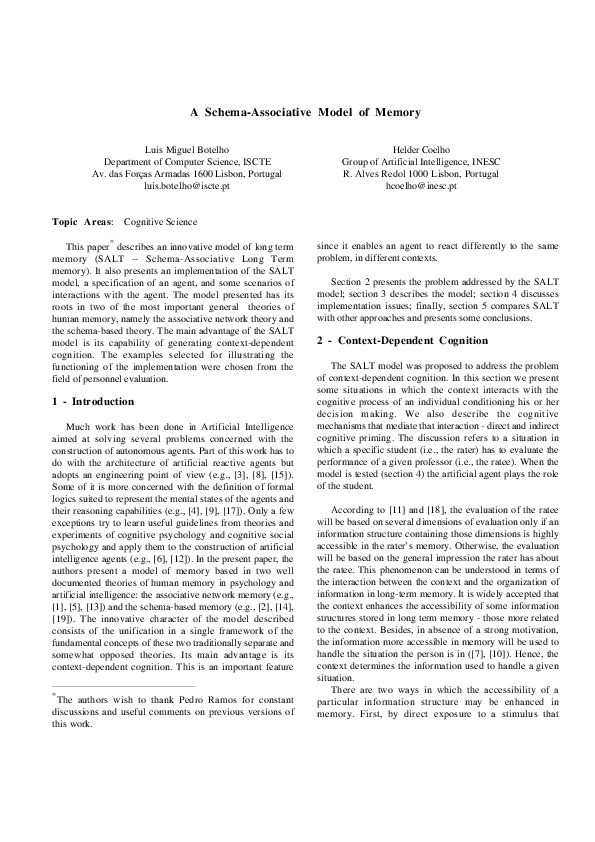 (PDF) A Schema-Associative Model of Memory