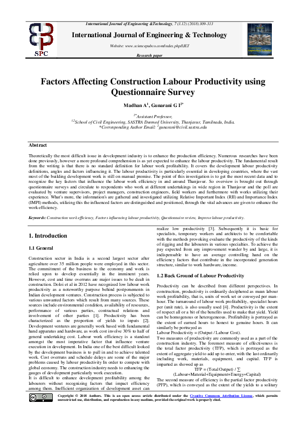 (PDF) Factors Affecting Construction Labour Productivity for Malaysian ...
