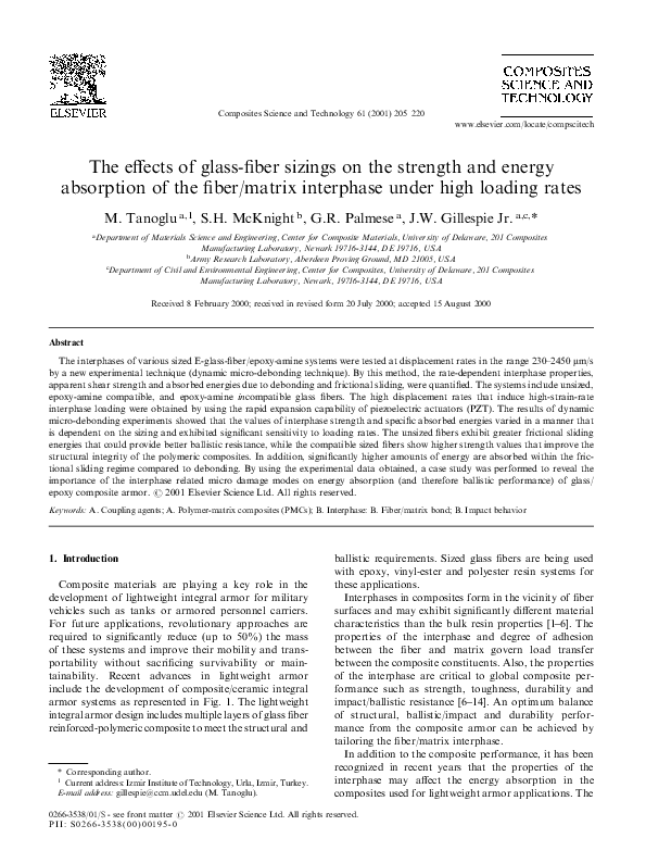 (PDF) The effects of glass-fiber sizings on the strength and energy ...