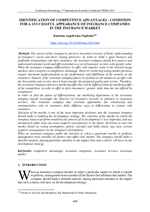 (PDF) Identification of Competitive Advantages - Condition for a ...