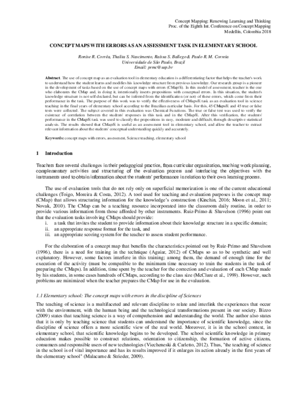 (PDF) Concept Maps with Errors as an Assessment Task in Elementary School