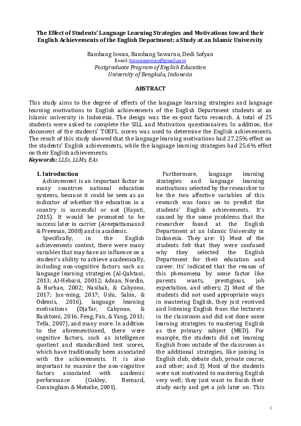 (PDF) The Effect of Students’ Language Learning Strategies and ...