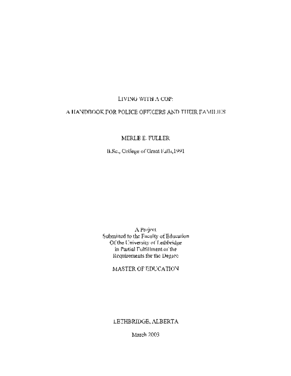 (PDF) Living with a cop : a handbook for police officers and their families