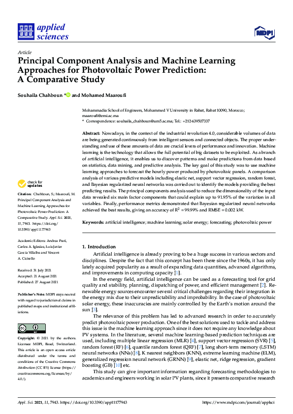 (PDF) Principal Component Analysis and Machine Learning Approaches for ...