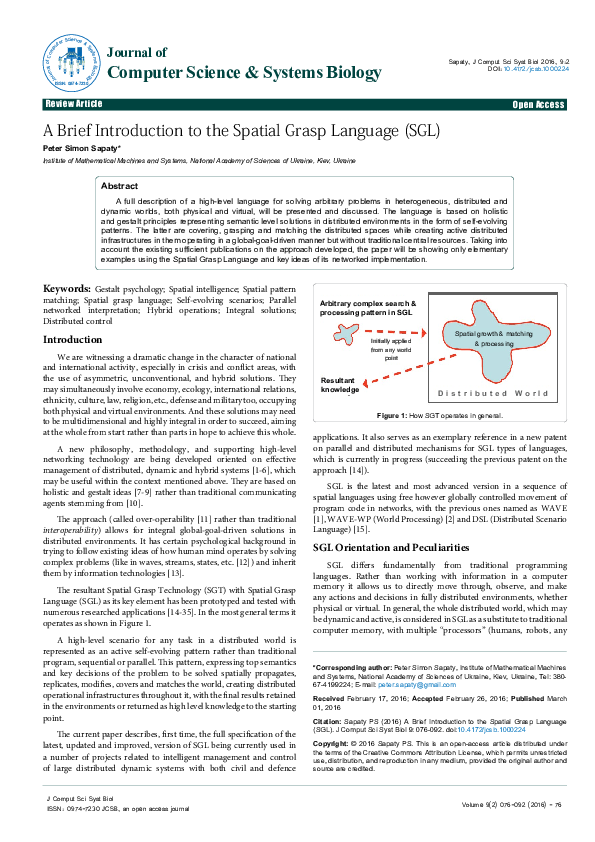 (PDF) A Brief Introduction to the Spatial Grasp Language (SGL)