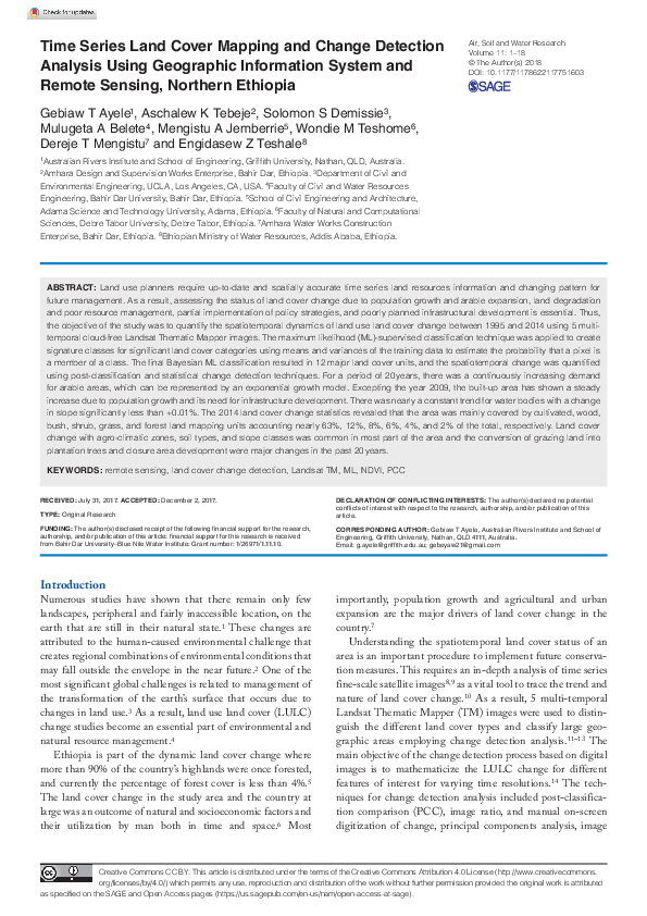 (PDF) Time Series Land Cover Mapping and Change Detection Analysis ...