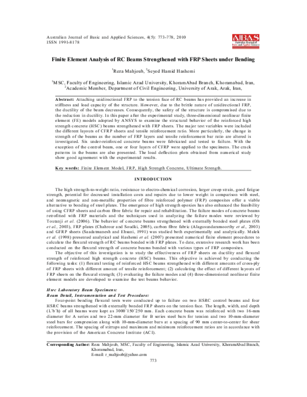(PDF) Finite Element Analysis of RC Beams Strengthened with FRP Sheets ...