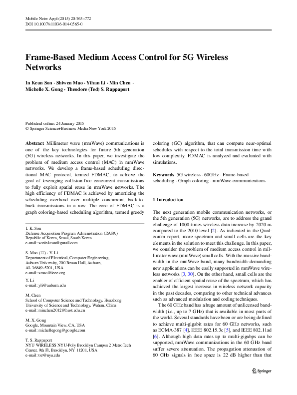 (PDF) Frame-Based Medium Access Control for 5G Wireless Networks