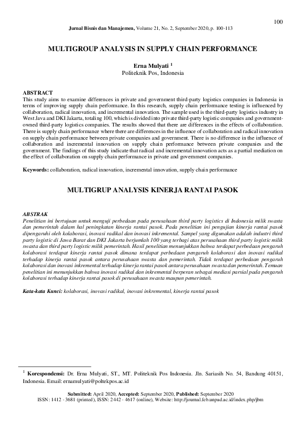 (PDF) Multigroup Analysis in Supply Chain Performance