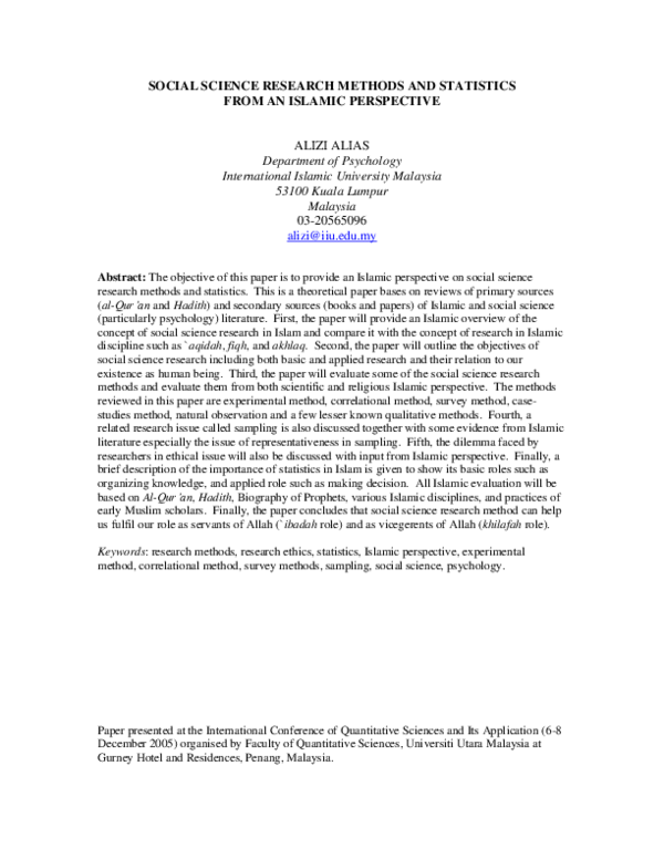(PDF) Social Science Research Methods and Statistics