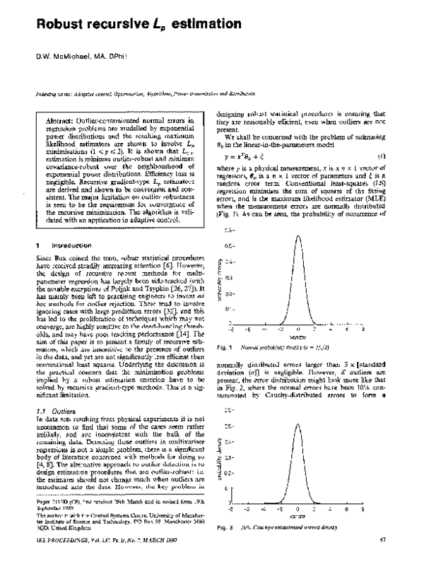 (PDF) Robust recursive Lp estimation
