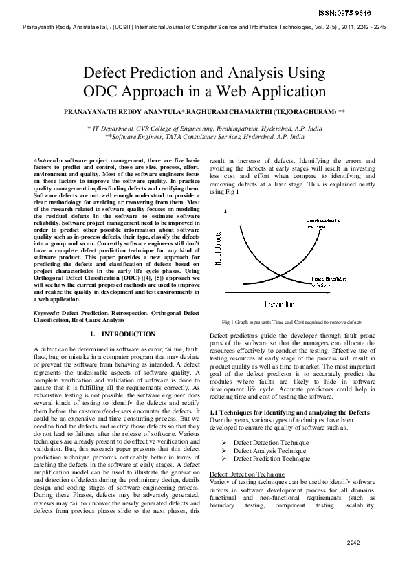 (PDF) Defect Prediction and Analysis Using ODC Approach in a Web ...
