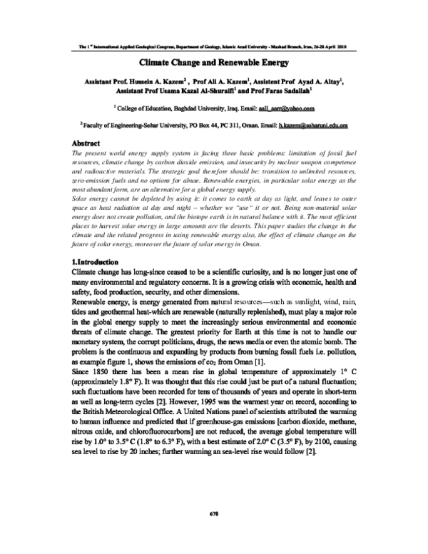 (PDF) Climate Change and Renewable Energy