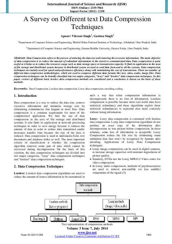 (PDF) A Survey on Different text Data Compression Techniques