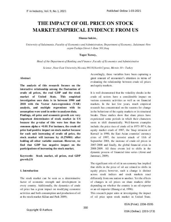 (PDF) THE IMPACT OF OIL PRICE ON STOCK MARKET:EMPIRICAL EVIDENCE FROM US