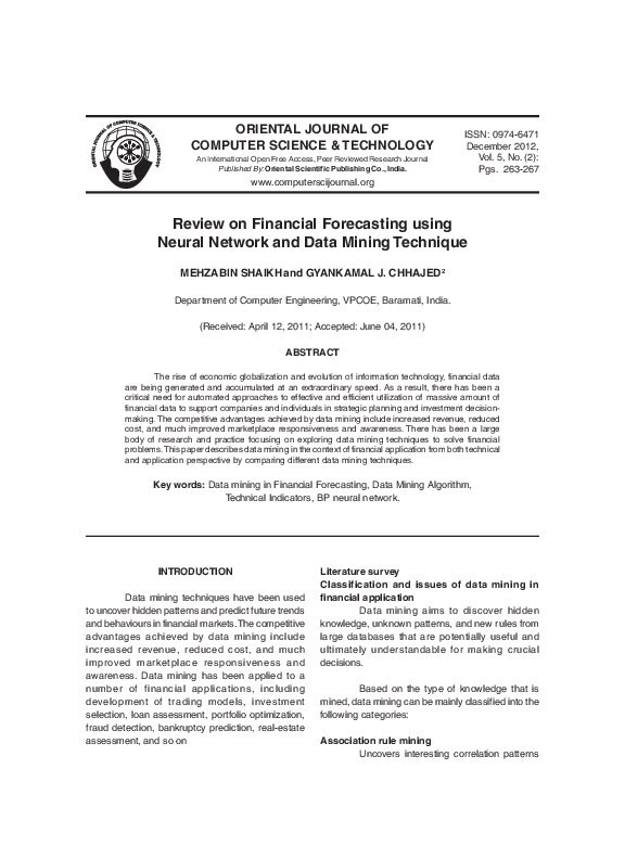 (PDF) Review on Financial Forecasting using Neural Network and Data ...