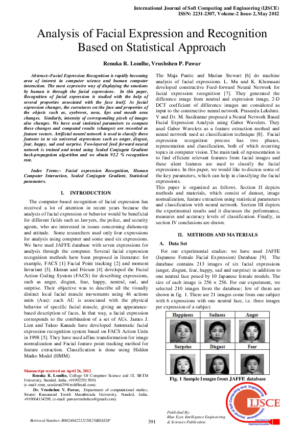(PDF) Analysis of Facial Expression and Recognition Based On ...