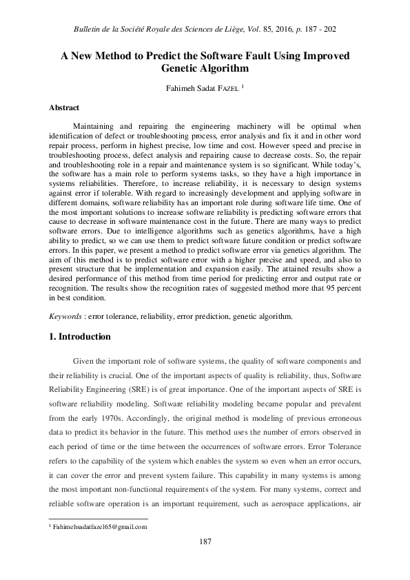 (PDF) A New Method to Predict the Software Fault Using Improved Genetic ...