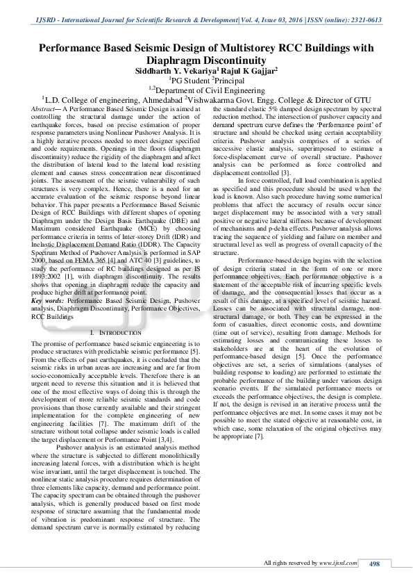 (PDF) Performance Based Seismic Design of Multistorey RCC Buildings ...
