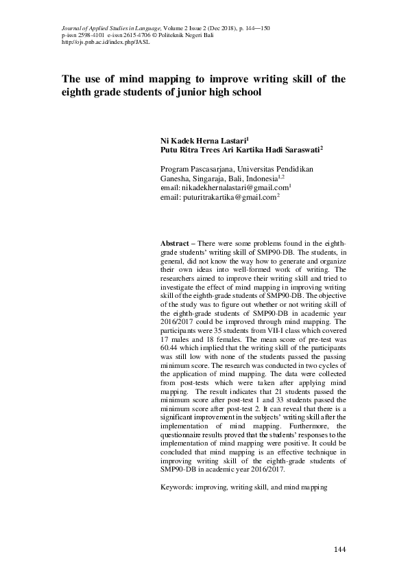 (PDF) The use of mind mapping to improve writing skill of the eighth ...