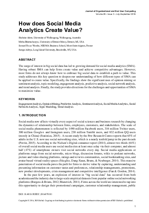 (PDF) How does Social Media Analytics Create Value?