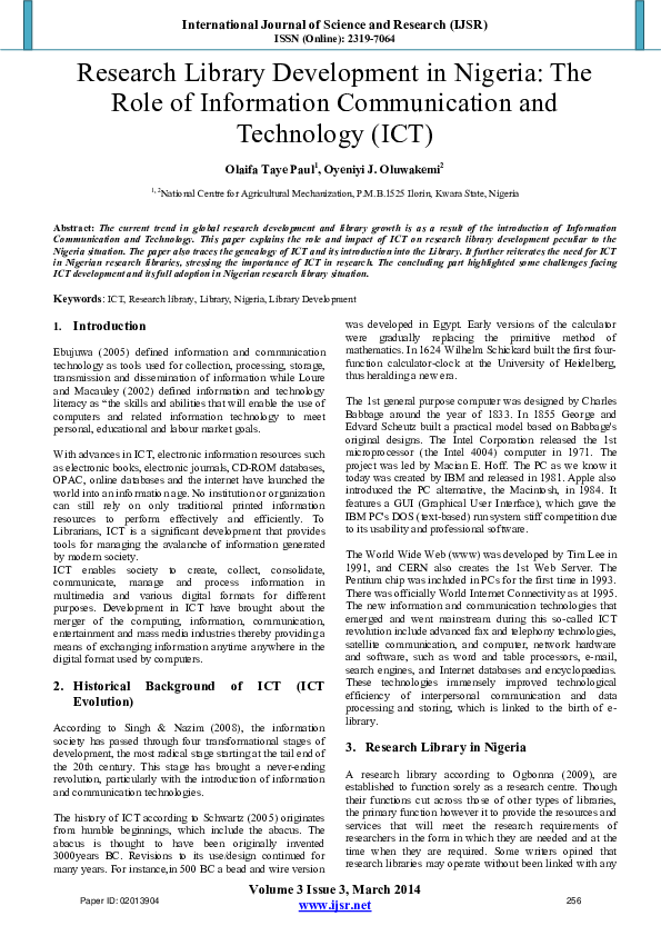 (PDF) Research Library Development in Nigeria: The Role of Information ...