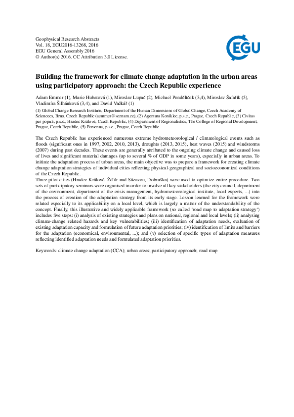 (PDF) Building the framework for climate change adaptation in the urban ...