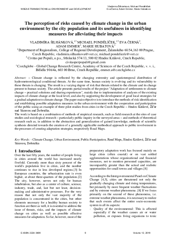 (PDF) The perception of risks caused by climate change in the urban ...
