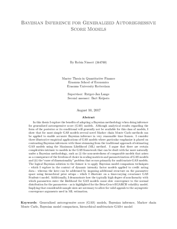 (PDF) Bayesian Inference for Generalized Autoregressive Score Models