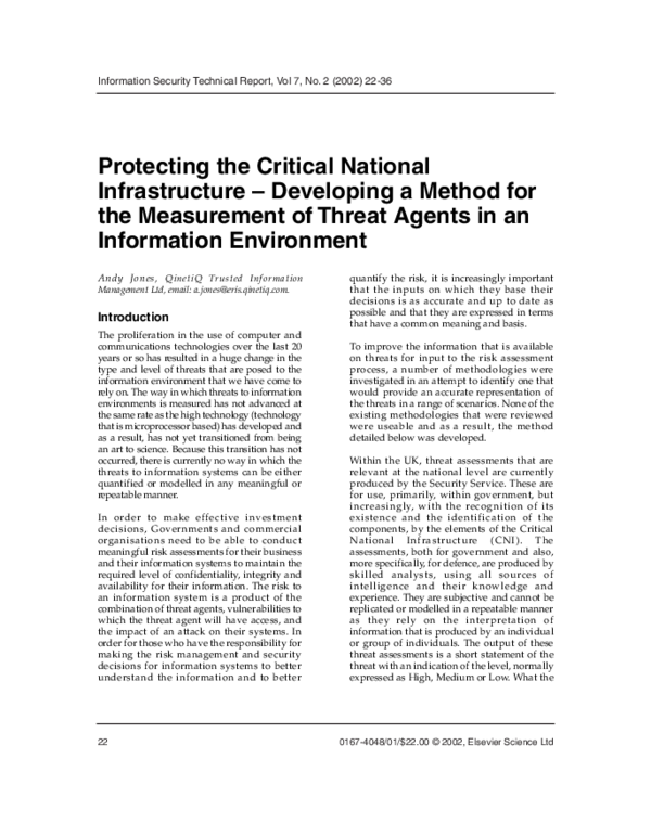 (PDF) Protecting the Critical National Infrastructure — Developing a ...