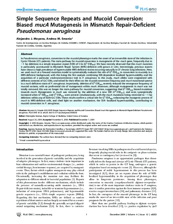(PDF) Simple Sequence Repeats and Mucoid Conversion: Biased mucA ...
