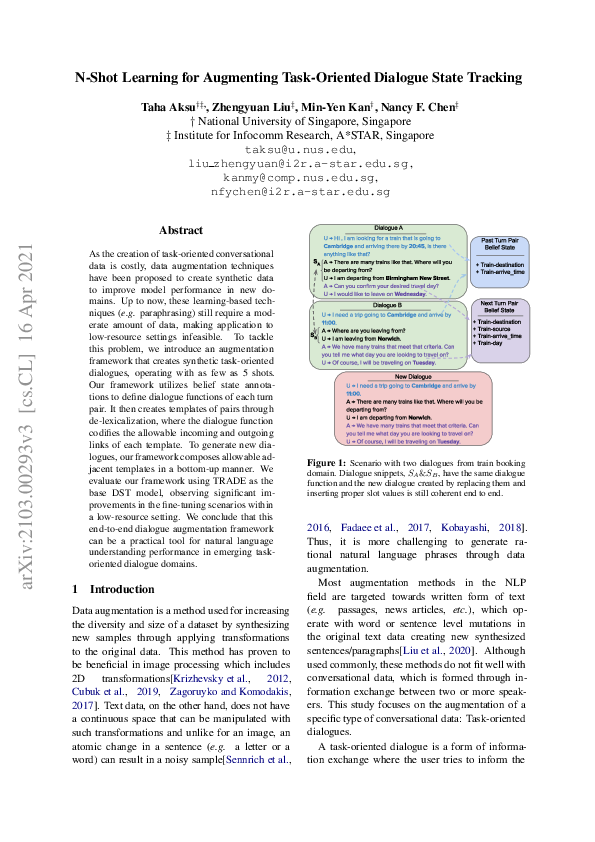 (PDF) N-Shot Learning for Augmenting Task-Oriented Dialogue State Tracking