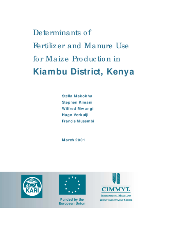 (PDF) Determinants of fertilizer and manure use for maize production in ...