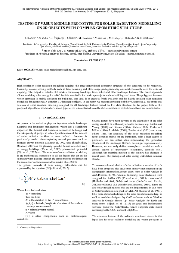 (PDF) Testing of V3.SUN Module Prototype for Solar Radiation Modelling ...