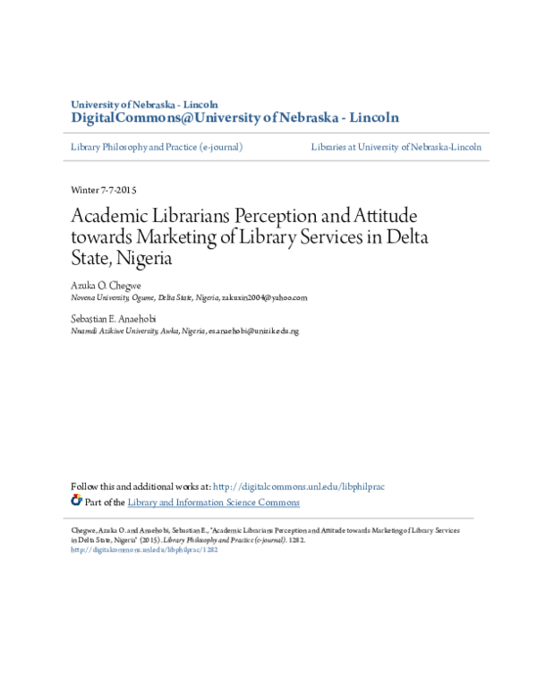 (PDF) Academic Librarians Perception and Attitude towards Marketing of ...