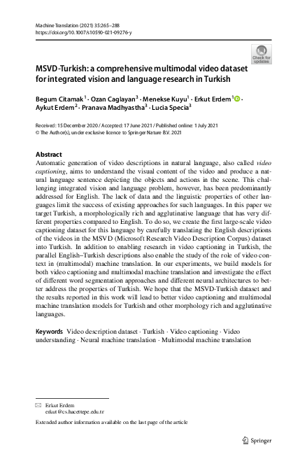 (PDF) MSVD-Turkish: A Comprehensive Multimodal Dataset for Integrated ...