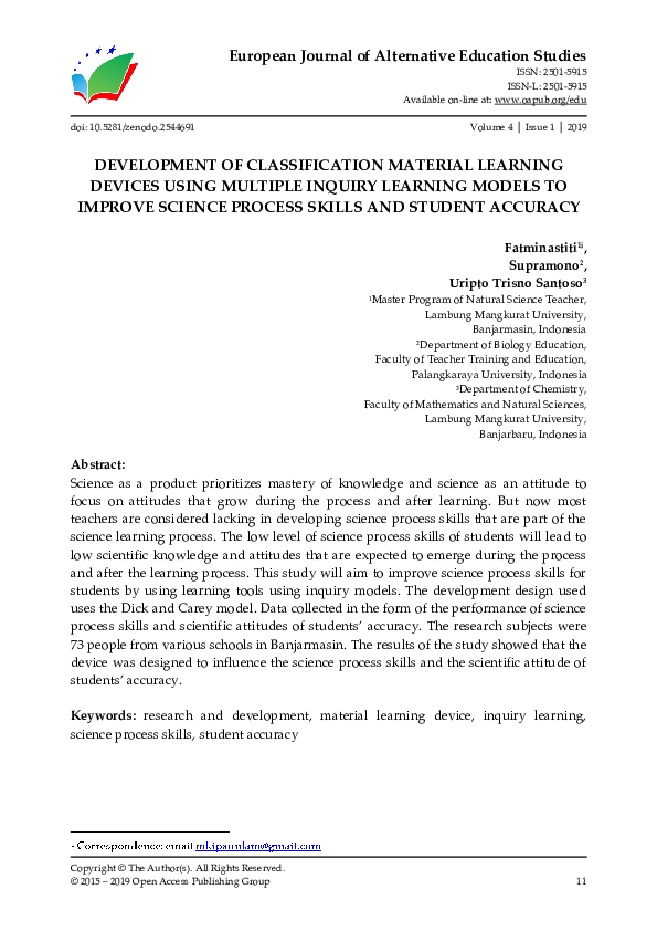 (PDF) Development of Classification Material Learning Devices Using ...
