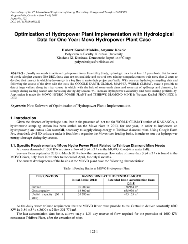 (PDF) Optimization of Hydropower Plant Implementation with Hydrological ...
