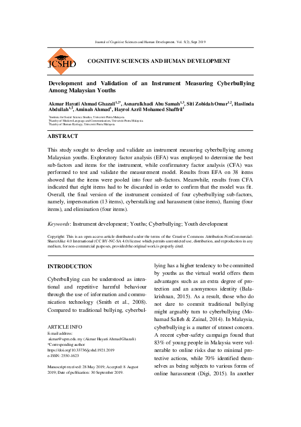 (PDF) Development and validation of an instrument measuring the ...