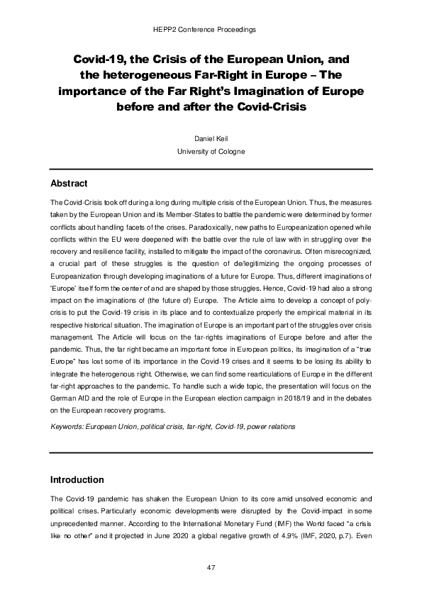 (PDF) Covid-19, the Crisis of the European Union, and the heterogeneous ...