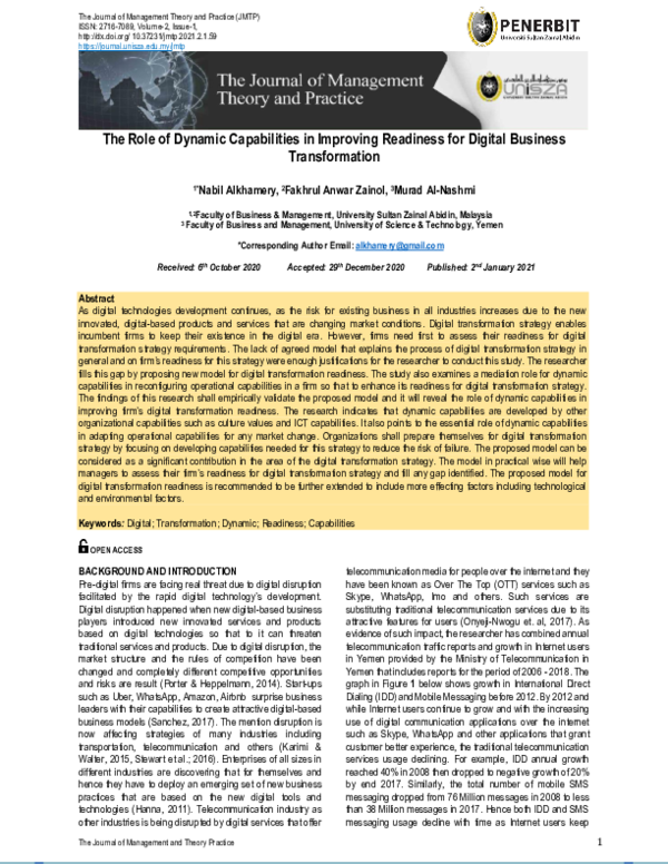 (PDF) The Role of Dynamic Capabilities in Improving Readiness for ...