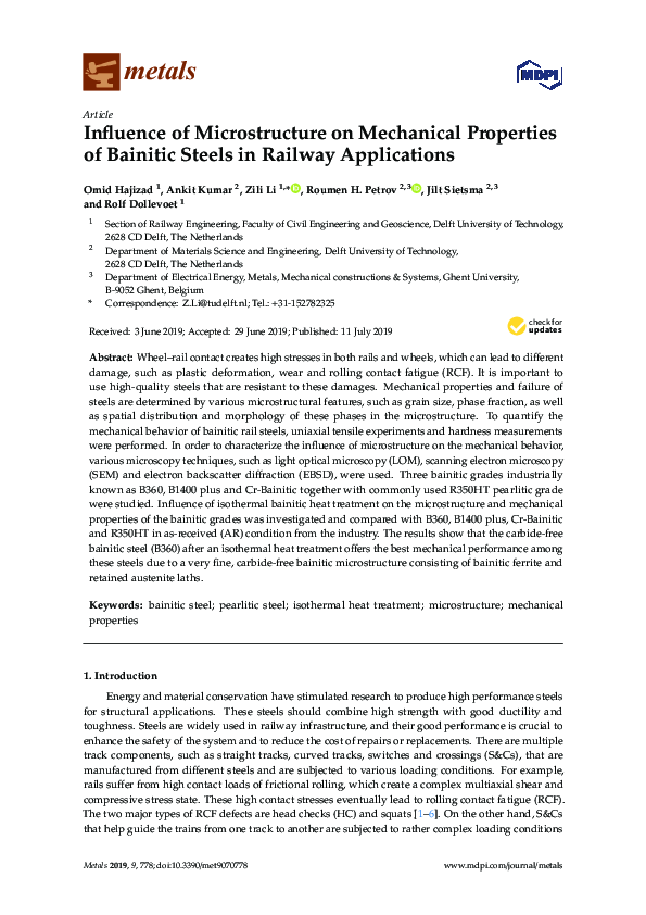 (PDF) Influence of Microstructure on Mechanical Properties of Bainitic ...