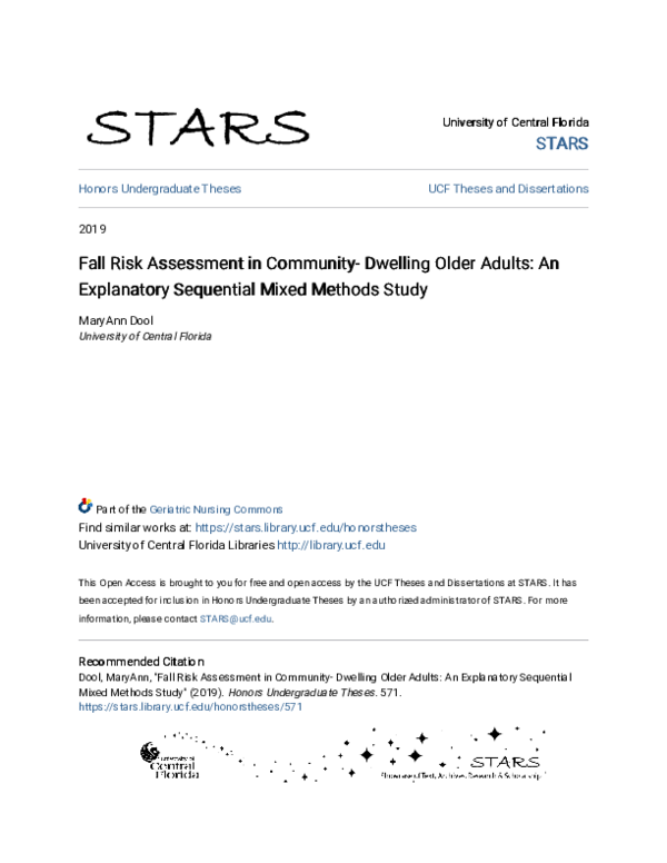 (PDF) Fall Risk Assessment in Community- Dwelling Older Adults: An ...
