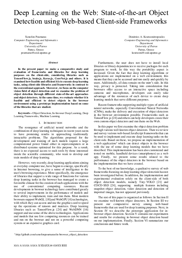 (PDF) Deep Learning on the Web: State-of-the-art Object Detection using ...