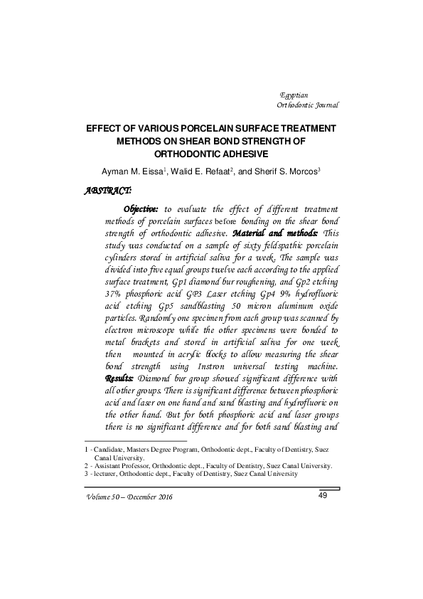 (PDF) Effect of various porcelain surface treatment methods on shear ...
